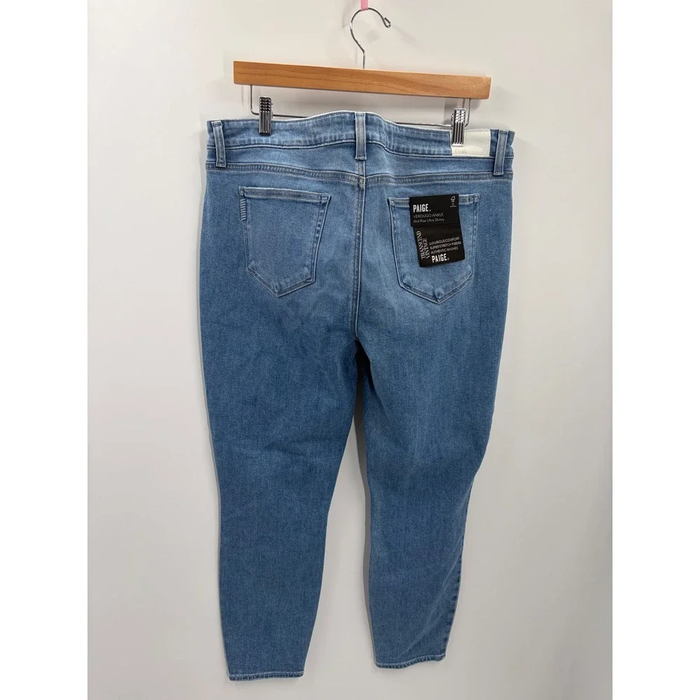 Paige Verdugo Ankle Mid Rise Ultra Skinny Jeans Blue Transcend Vintage Size 34